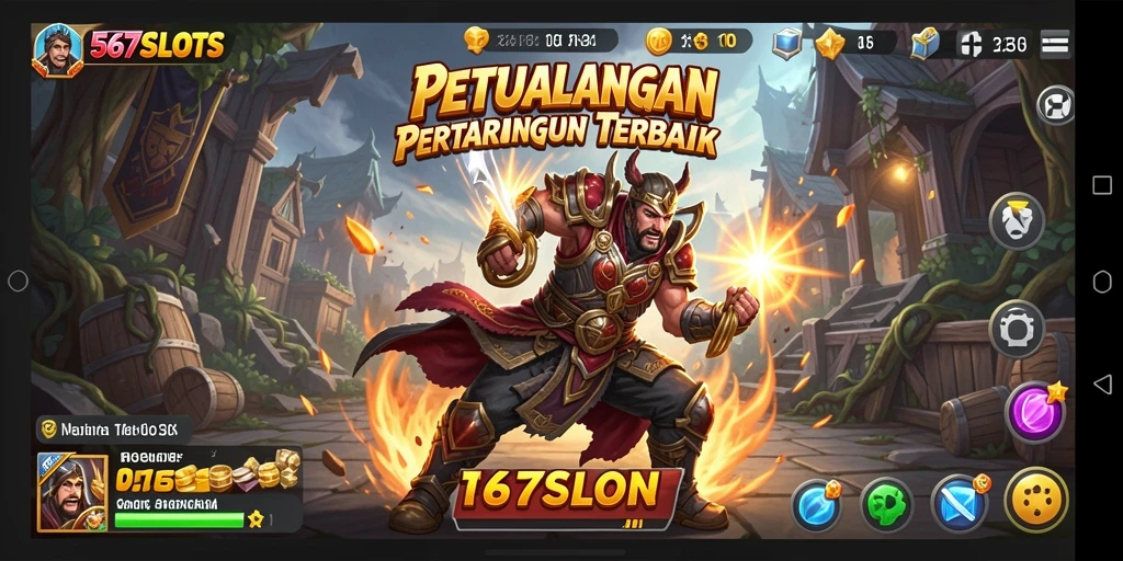 Screenshot gameplay 567SLOTS dengan pertarungan seru dan karakter beragam.