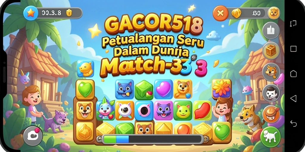 Tampilan gameplay seru GACOR518 dengan permata warna-warni.