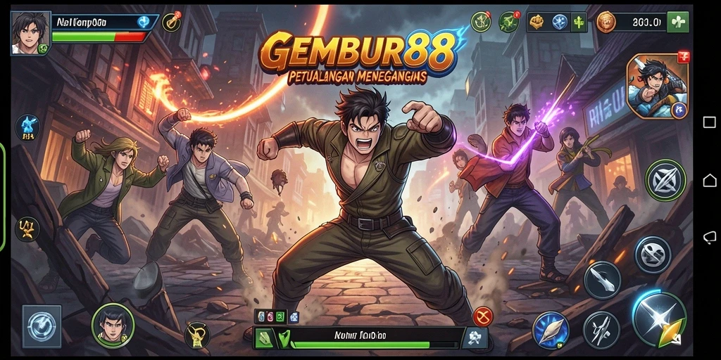 Tampilan gameplay <strong>GEMBUR88</strong> yang penuh warna dan karakter menarik.