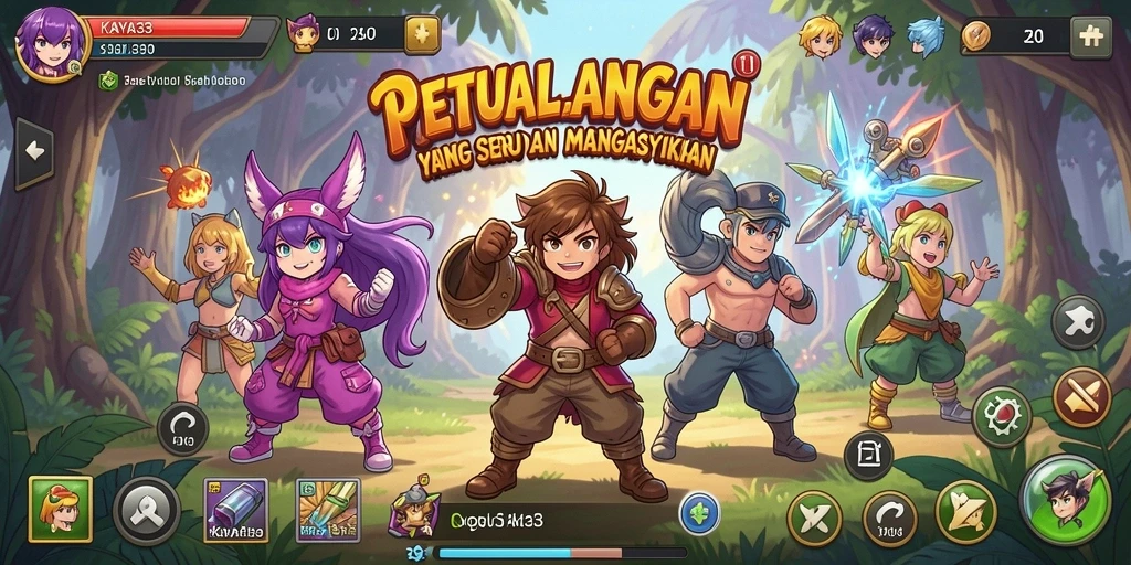 Tampilan seru dari gameplay <strong>KAYA33</strong> dengan karakter anime yang menawan.