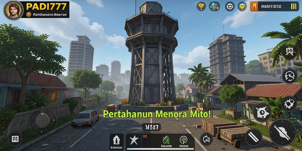 Screenshot utama PADI777 menampilkan pertarungan mendebarkan dalam Tower Defense.