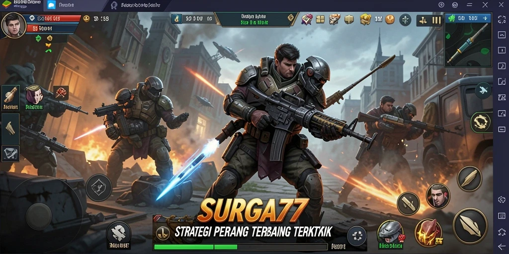 Tampilan menarik dari gameplay <strong>SURGA77</strong> dalam strategi pertempuran.