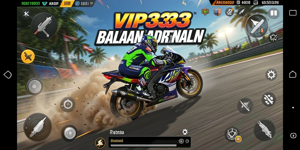 Tampilan gameplay menegangkan dalam balapan motor VIP333.